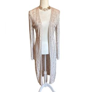 WHBM Cream/Tan Floor Length Lightweight Duster